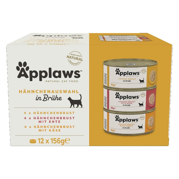 12x156g Applaws Mix Kip in Bouillon Kattenvoer nat