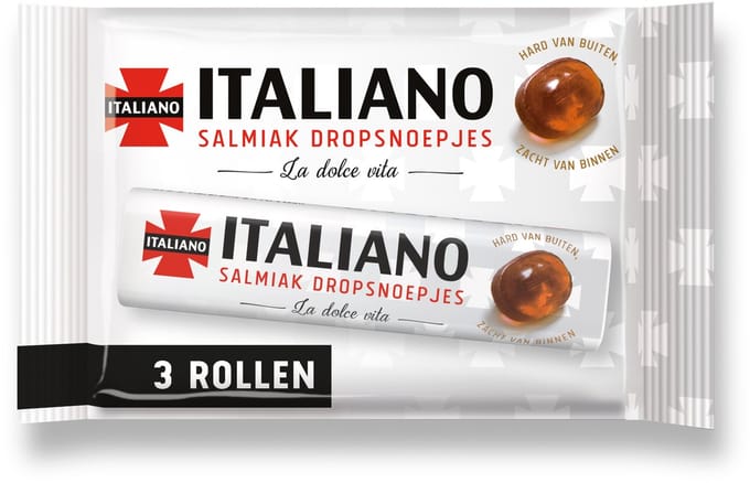 Italiano Salmiak Dropsnoepjes - 99 gram - 24 x 3 rollen