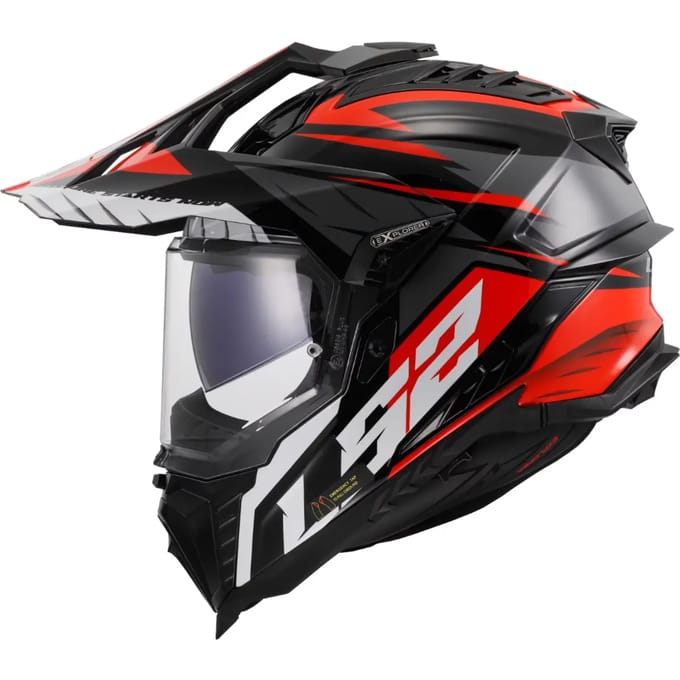 LS2 MX701 Explorer Spire Zwart Titanium Red-06 Adventure Helm - Helm
