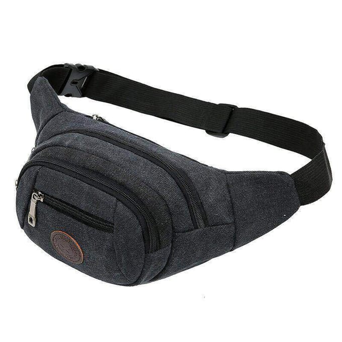 Sac de taille multifonctionnel en toile, sac de poitrine ajusté pour téléphone portable, sac de taille de grande capacité pour Sports de plein air One Size black