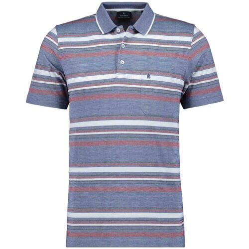 Ragman Polo Soft Knit Multi Stripe Dove-Red / male