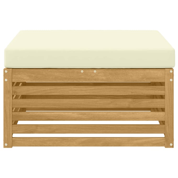 vidaXL - Buiten - Voetenbank - Massief - Acacia - Hout - Whitewash - en - crème