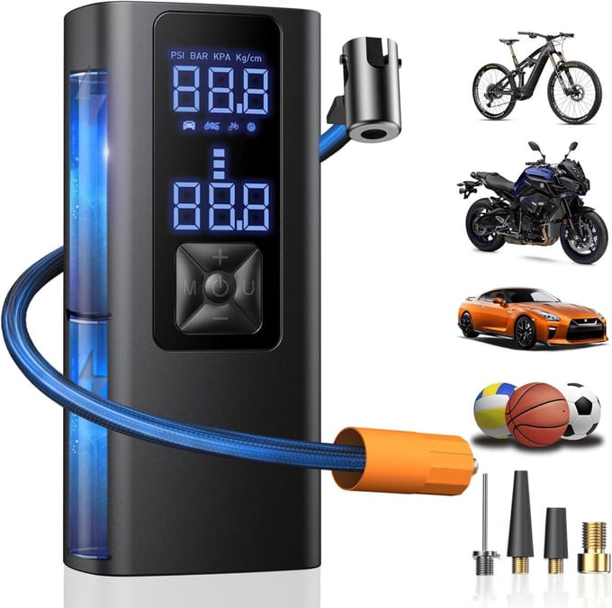 Compressor - Luchtcompressor - Ballenpomp - Elektrische fietspomp - Bandenpomp auto - Hardcase - 6000mAh - Zwart