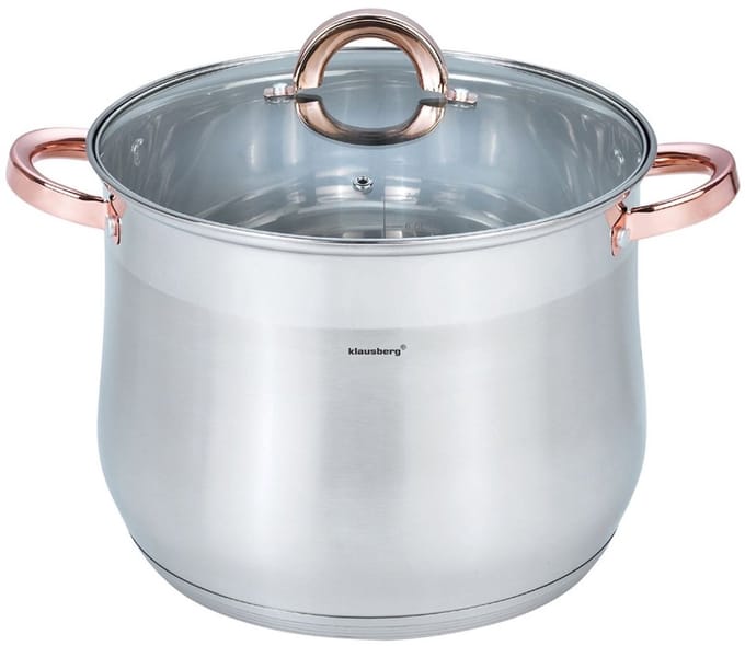 Klausberg 7794 - soeppan met deksel - 10.7L - 26 cm - RVS - inductie - alle warmtebronnen