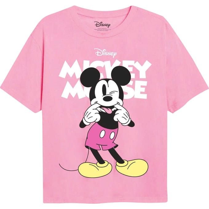 Disney Meisjes Mickey Mouse Silly Face T-shirt (Lichtroze)