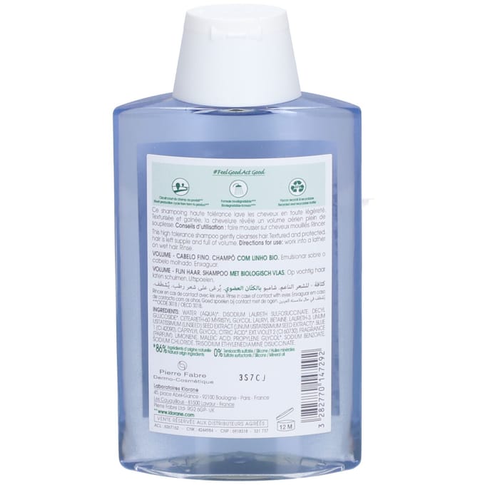 Klorane BIO Vlas Volumeshampoo | Omhult & geeft volume Fijn haar 200 Shampoo