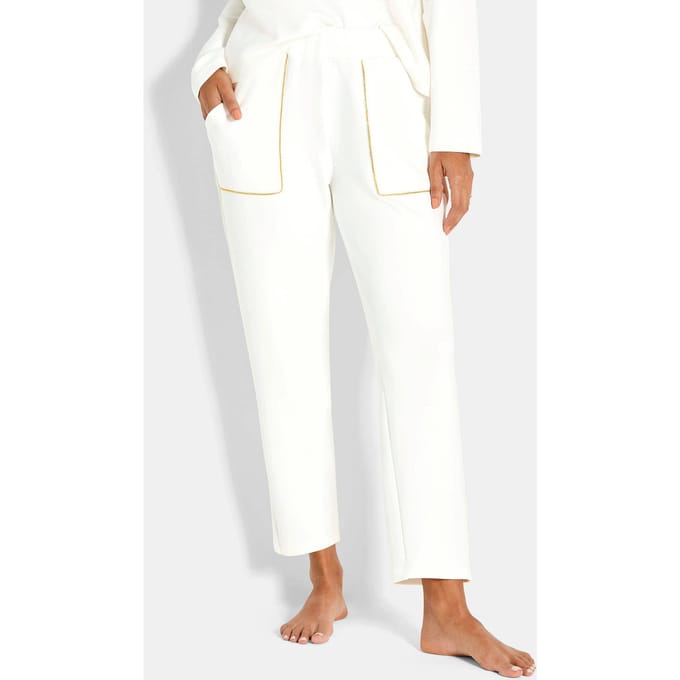 Joggingbroek met sierbies - gebroken wit - Gr. 22 van Goldner Fashion