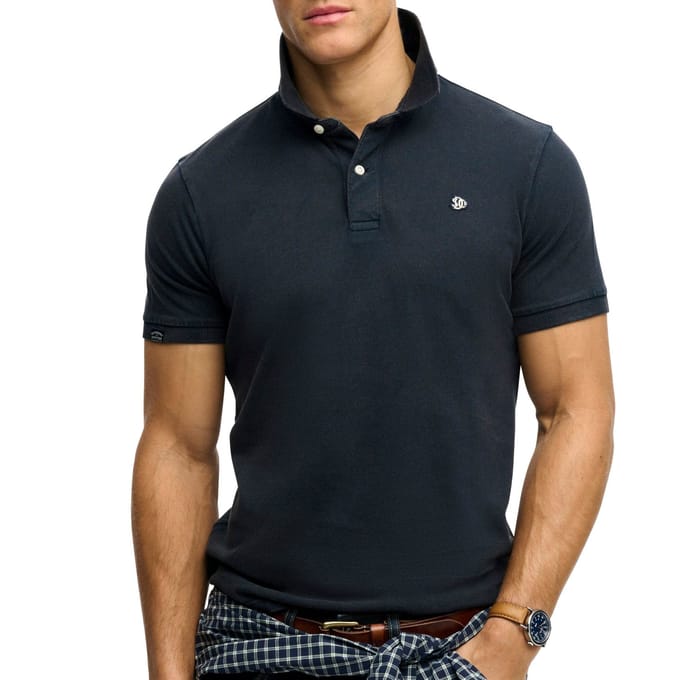Superdry Vintage Destroy Poloshirt Blauw Grootte: M