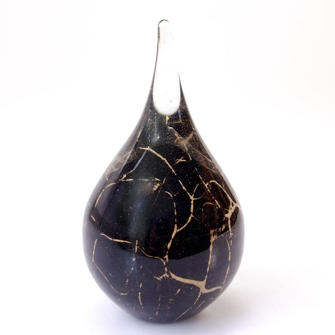 Loranto - Mini Urn Zwarte Druppel - Glasurn - Crematie Urn voor thuis