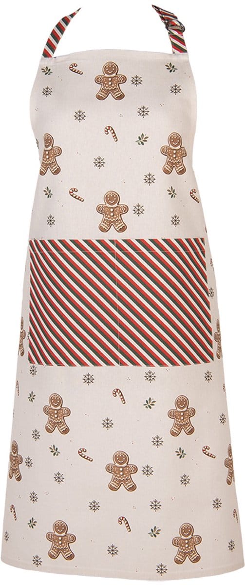 Clayre & Eef Keukenschort 70x85 cm Beige Katoen Gingerbread man