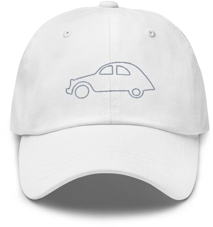 De2pktjes - Geborduurde Citroën 2cv pet lijntekening - Wit