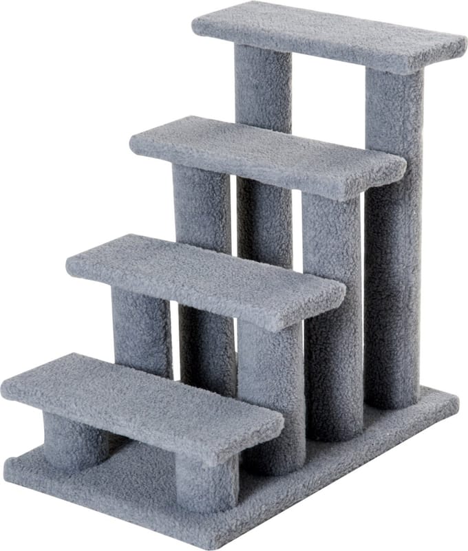 PawHut kattentrap - 4 treden - stabiel en antislip - grijs