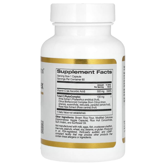 California Gold Nutrition, Complexe C complet, 500 mg, 60 gélules végétales