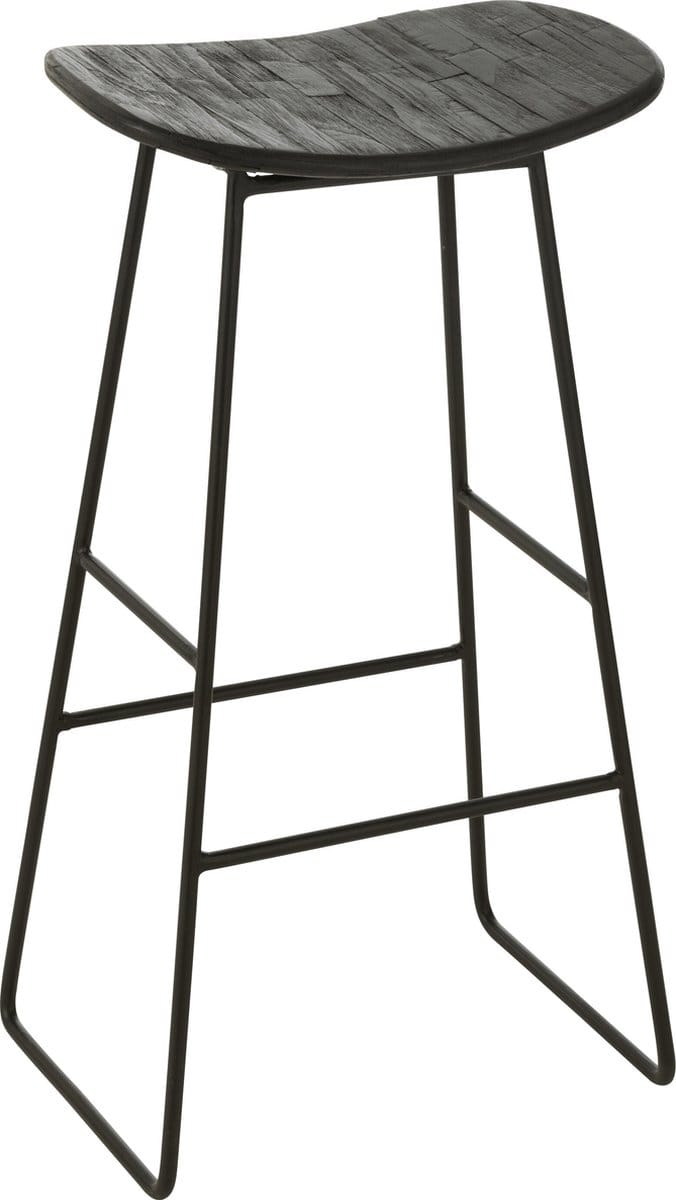 J-Line barkruk Rechthoekig - metaal - zwart - large