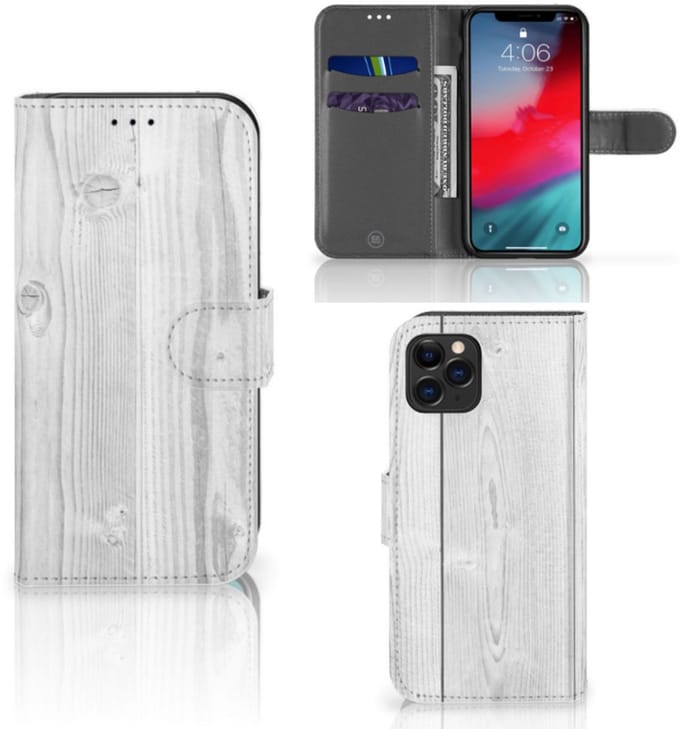 Apple iPhone 11 Pro Book Style Case White Wood