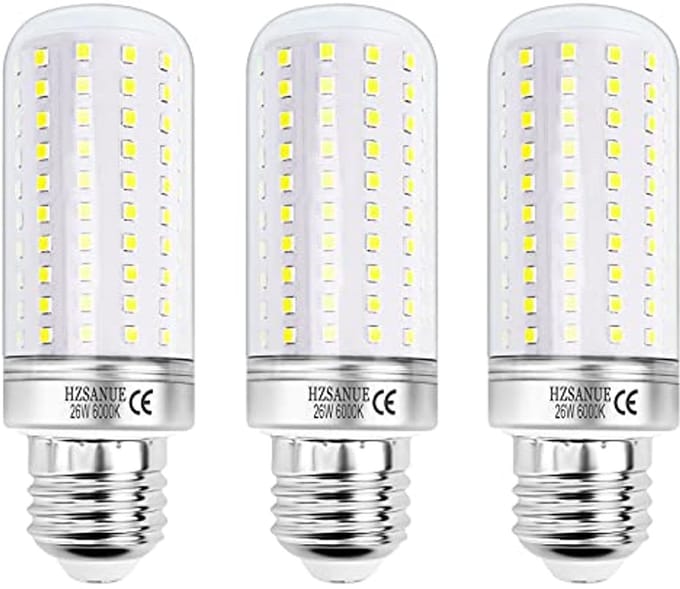 E27 LED Corn Bulbs 26W - Daglicht Wit, 2900 Lumen, Energiezuinig, Niet Dimbaar, Verpakking van 3