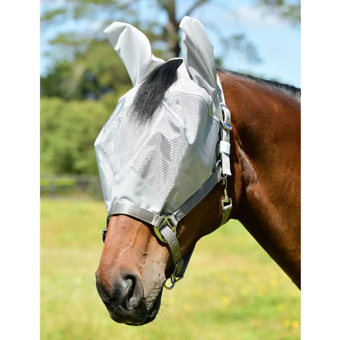 Weatherbeeta Vliegenmasker Weatherbeeta Comfitec Hexi Dual Shield Zilver - MIDDEL