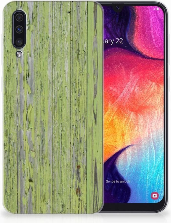 Samsung Galaxy A50 Bumper Hoesje Green Wood