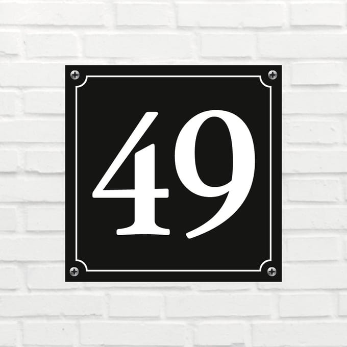 Huisnummerbord Mat zwart Deluxe - Nummer 49 - incl. bevestiging