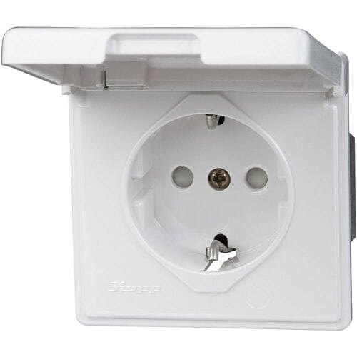 Kopp 119102080 Spatwaterdicht schakelmateriaal Wandcontactdoos met randaarde Arktis Wit
