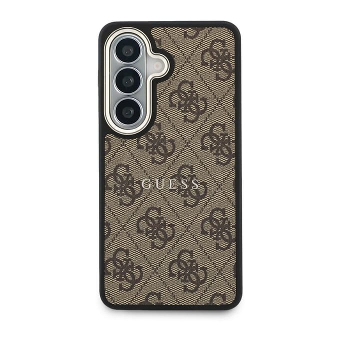 Guess 4G Leather Backcover met MagSafe voor de Samsung Galaxy S26 - Gold Edge - Brown