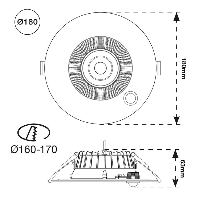 The Light Group SLC Shift LED downlight Ø 18cm wit met sensor