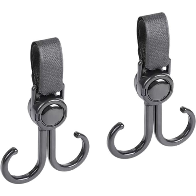 2pcs Crochets Pivotants pour Poussette Double Multifonctionnels Réglables Crochets pour Poussette de Vélo pour Suspendre des Sacs