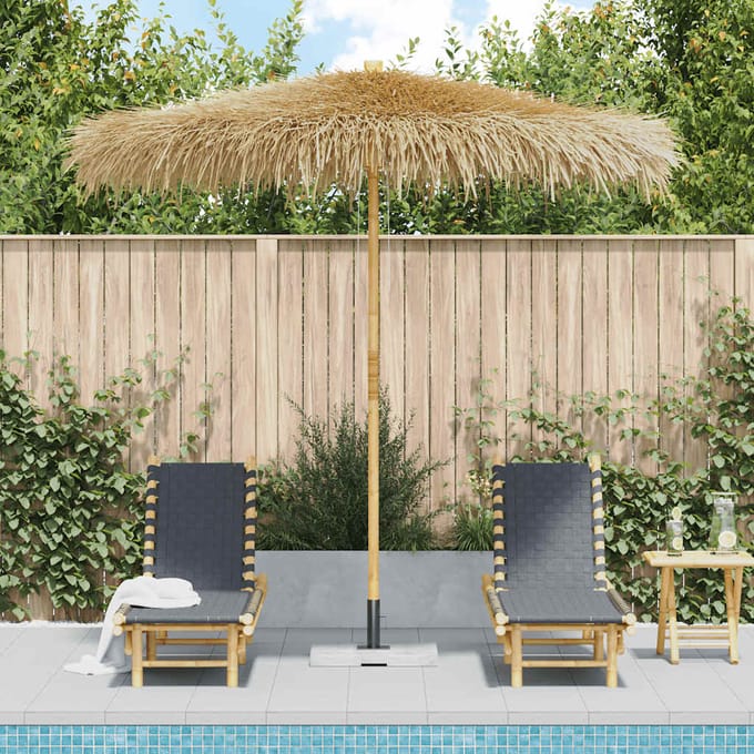 vidaXL - Parasol - van - bamboe - met - dak - van - bananenbladeren - 210 - cm