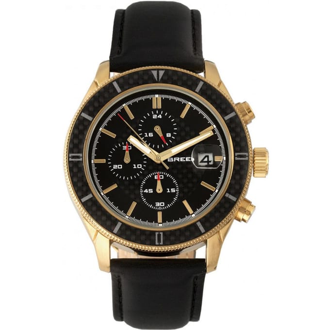 Breed Maverick chronograaf horloge met leren band en datum