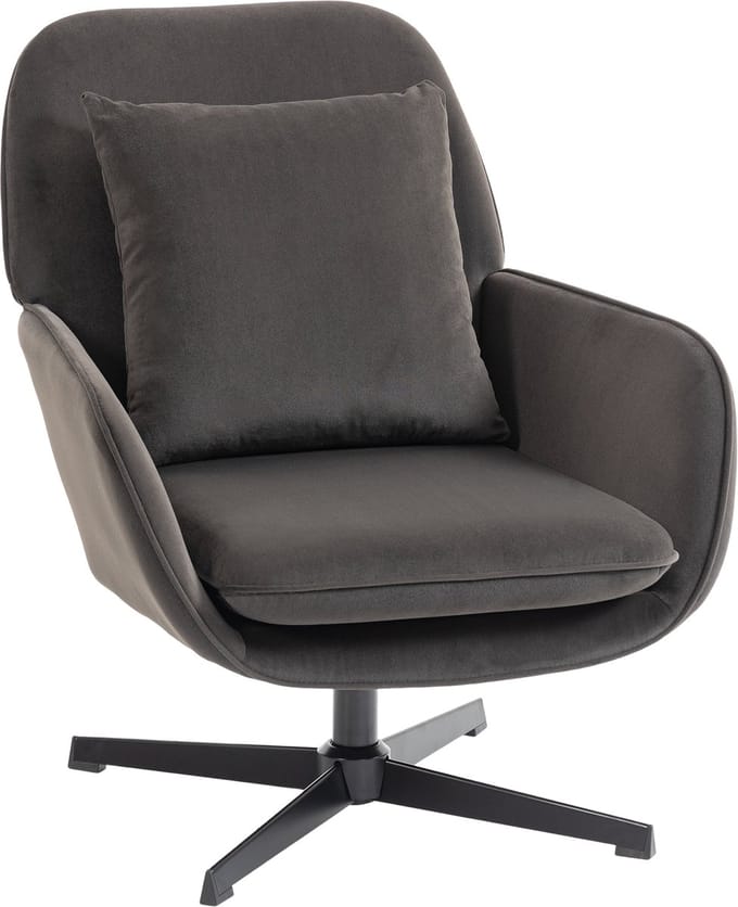 HOMCOM Accentstoel van fluweel (100% polyester) - 73 x 83,5 x 85 cm - Donkergrijs