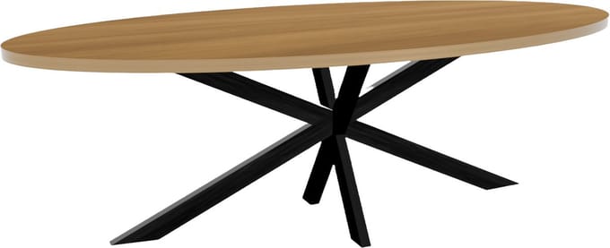 Eettafel ovaal melamine 240cm Tommy lichtbruin ovale tafel