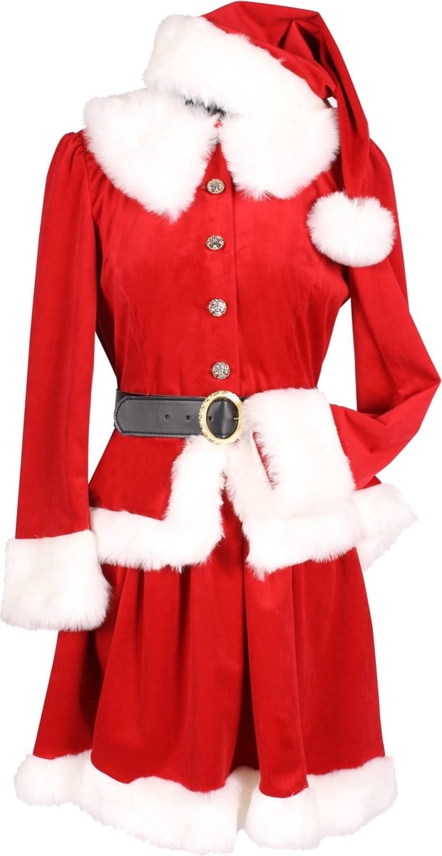 Kerstmeisje Joy - Kerst Jurk Dames - Rood Wit - Maat M