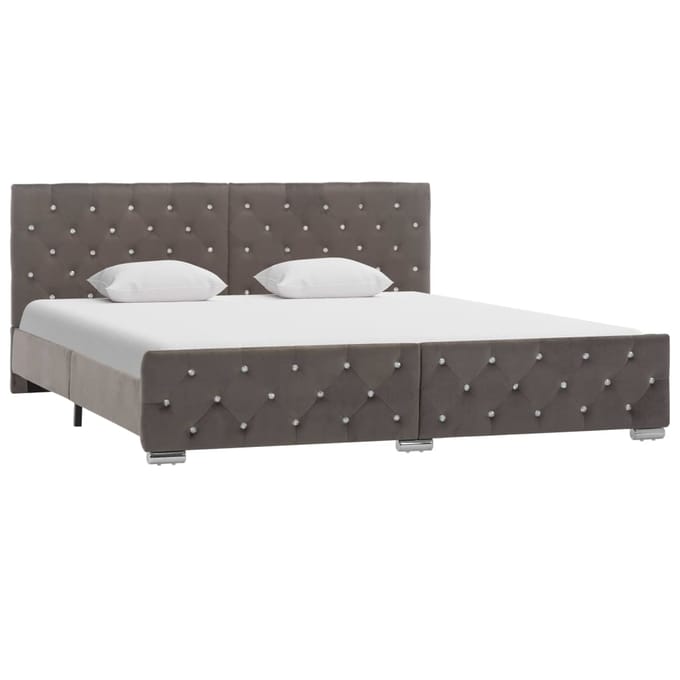 vidaXL - Bedframe - fluweel - grijs - 180x200 - cm