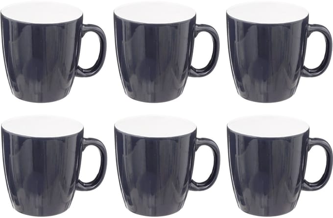 Set van 6 Faience Mokken Colorama 18cl - Blauw - Geschikt voor Warme Dranken