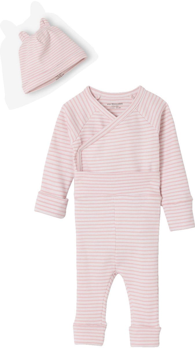 Vertbaudet Babyset body, legging en muts met strepen