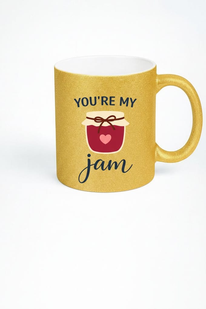 Gouden Glitter Mok 'You're My Jam' | Liefdevolle Jampot Cadeau Mok