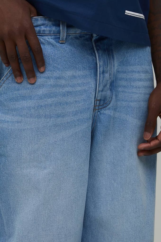 Jeans Met Zijstreep En Parachute Pasvorm | Light Wash | Size 36R