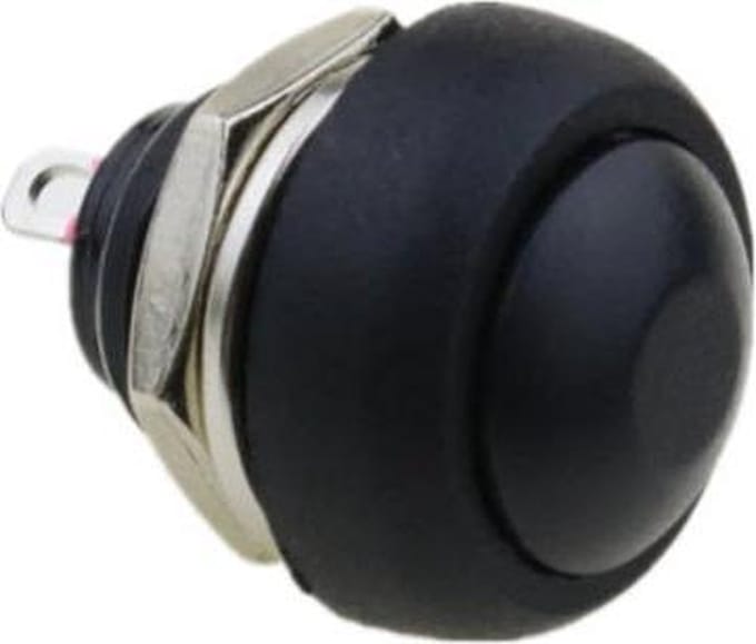 Push aan-uit Schakel button - 1.5A 12 V - Werk type: Push aan (OFF-ON) zwart