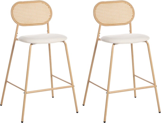 ADAVER - Barkruk set van 2 - Lichtbeige - IJzer