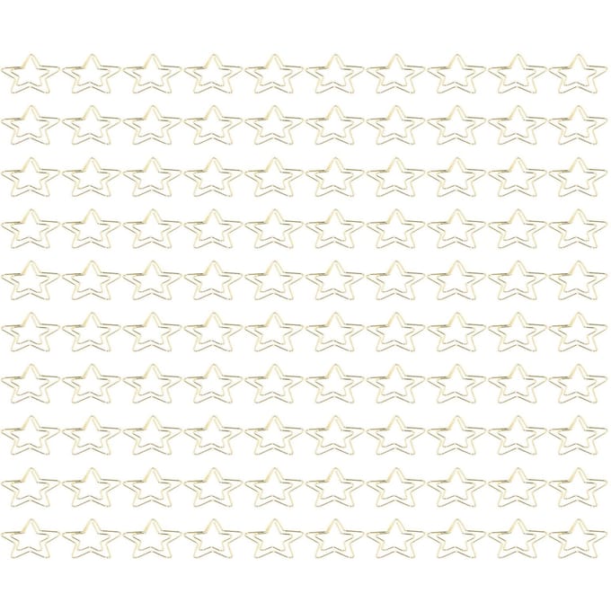 100 Pièces Trombones Dorés Métal Durable Inoxydable Doré Inaltérable Largement Utilisés Trombones Mignons pour Maison Bureau Étoile white