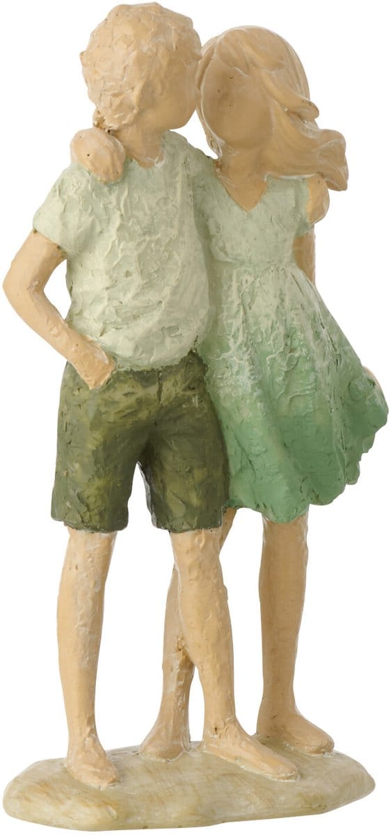 J-Line decoratie Kinderen Jongen + Meisje - polyresin - groen/ecru