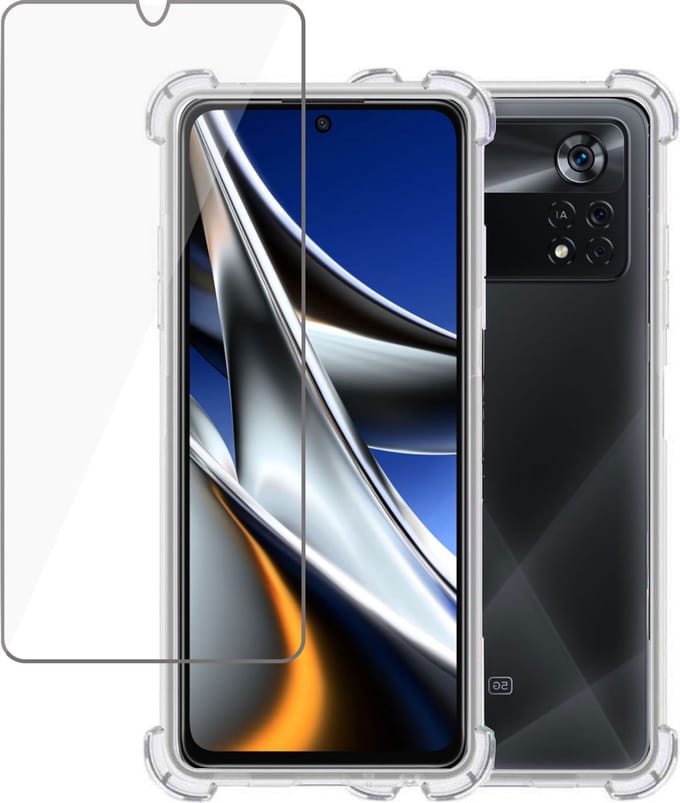 Hoesje geschikt voor Xiaomi Poco X4 Pro 5G + Screenprotector – Tempered Glass - Extreme Shock Case Transparant