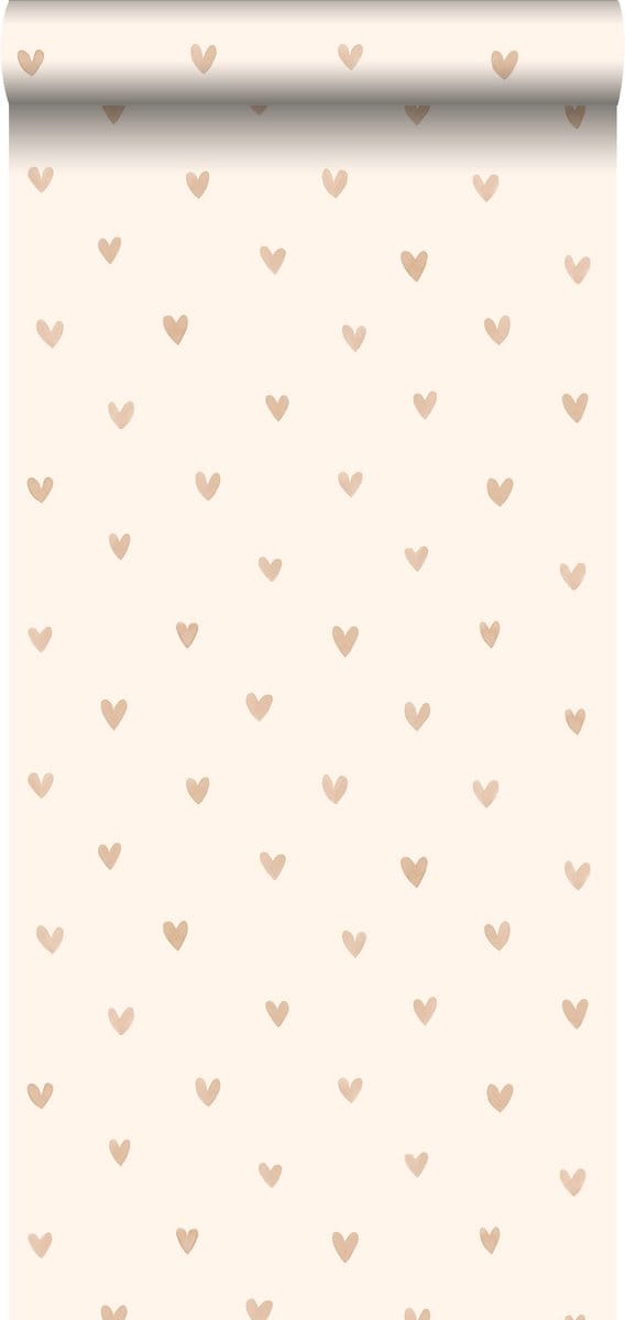 ESTAhome behang hartjes glanzend goud en beige - 53 cm x 10.05 m - 138865