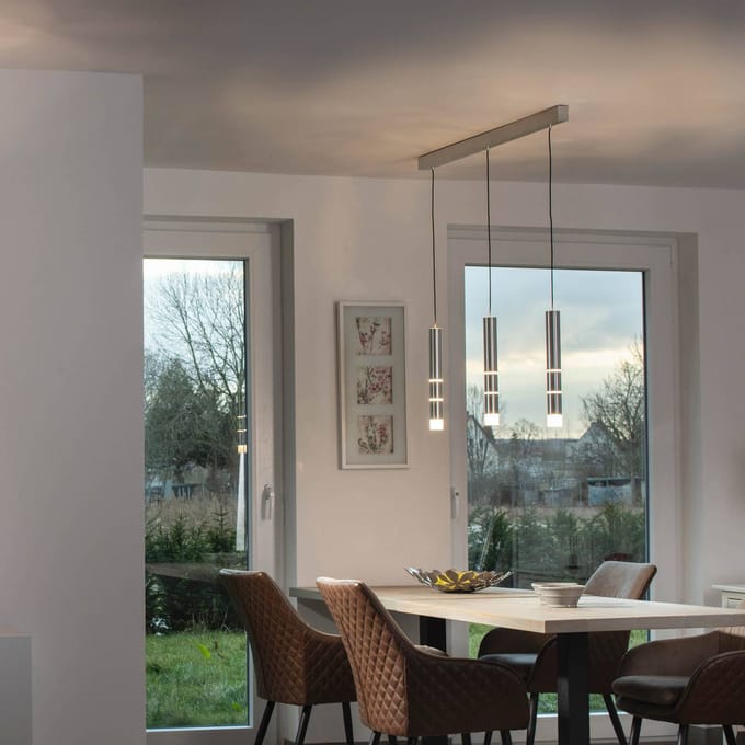 LED hanglamp PURE Vega, drie cilinders, aluminium