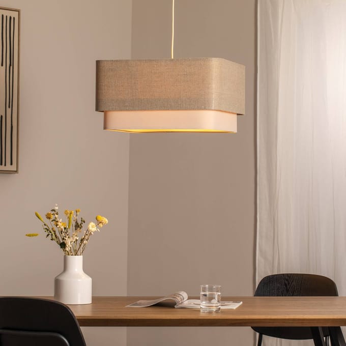 Maco Design Kwadro Duo hanglamp, crème/beige, 50x50cm, linnen