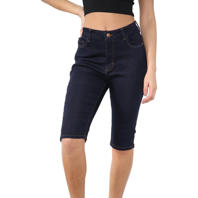 MYT Magic Shaping denim shorts met hoge taille, indigo voor dames