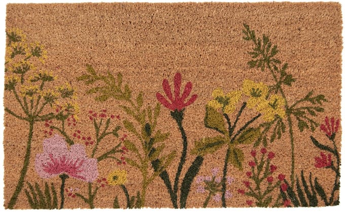 Clayre & Eef Deurmat 75x45 cm Bruin Kokos Bloemen