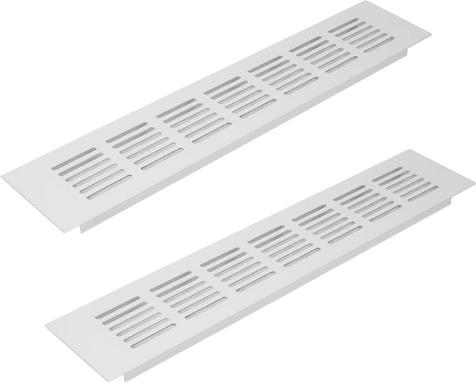 Set van 2 Witte Aluminium Ventilatie Roosters 60x300mm met Insektennet