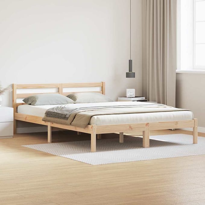 vidaXL - Bedframe - Bruin - 215,5 - x - 145,5 - x - 69,5 - cm - Massief - vurenhout