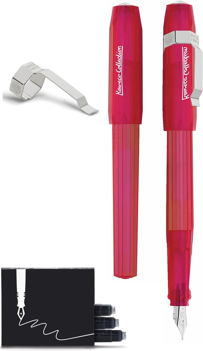Kaweco - Vulpen Perkeo INFRARED - MEDIUM - Clip Silver - doosje zwarte Vulpeninkt